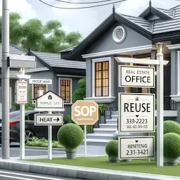real estate office property listing signs
