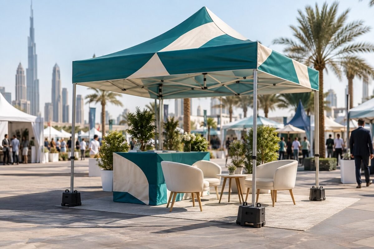 canopy signs & graphics 1 branded canopy tent at an outdoor event, dubai