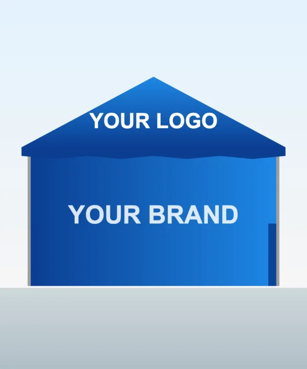 Branded canopy tent with printed back wall
