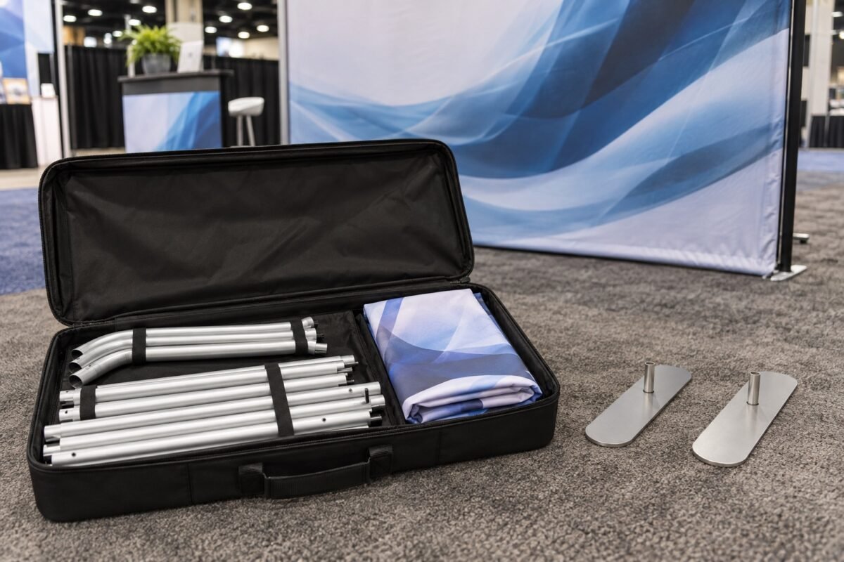 fabric walls & trade show displays 6 illustrative fabric display frame sections, graphic and carry case