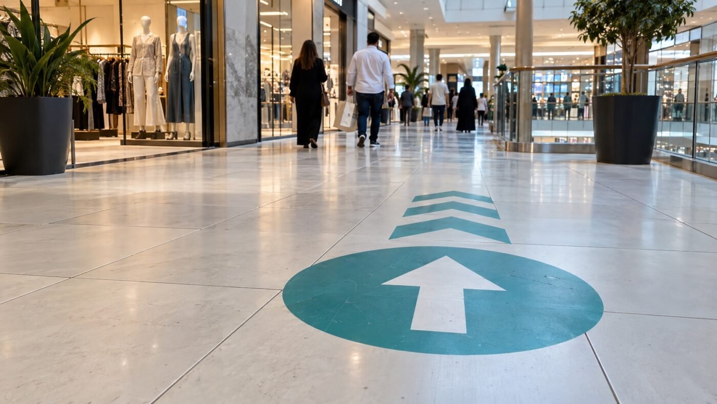 floor graphics & decals 1 printed floor sticker graphic in a store, dubai
