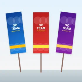 Handheld cheering banners on sticks