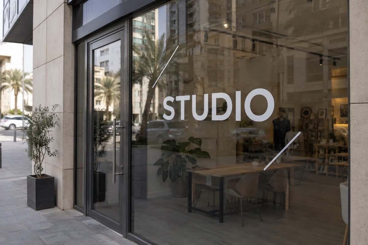 window lettering 1 cut vinyl window lettering on a shop door, dubai