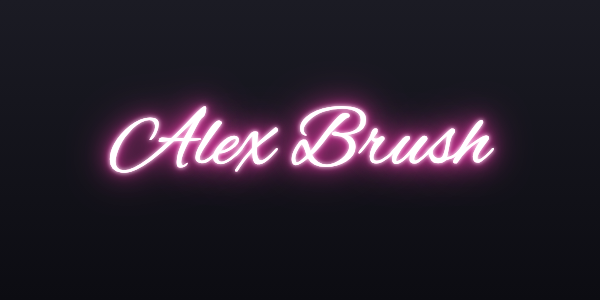 Neon sign font Alex Brush