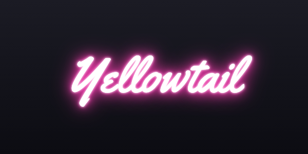Neon sign font Yellowtail