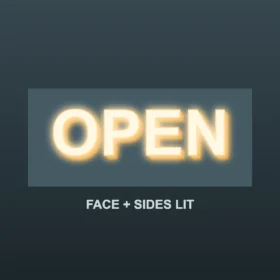 Full lit sign with glowing face and sides