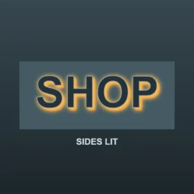 Side lit sign with glowing letter sides