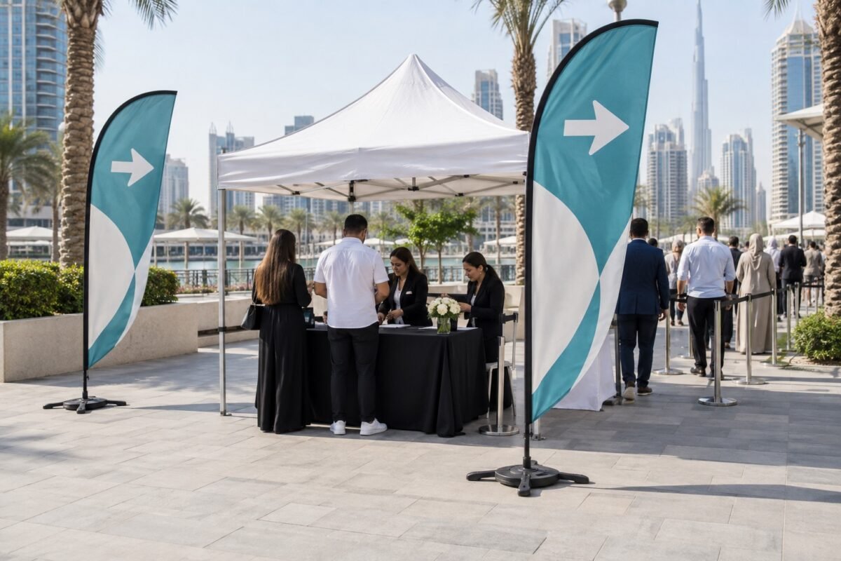 teardrop banners & flags 6 feather flag example, dubai