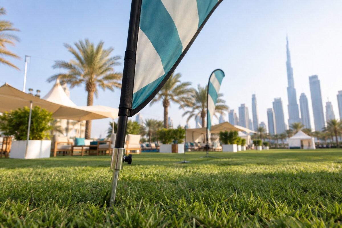teardrop banners & flags 5 feather flag example, dubai