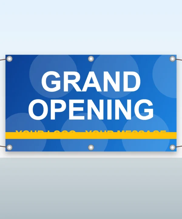 Custom vinyl banner with grommets tied to a fence