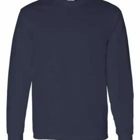 Custom printed long sleeve T-shirt, Gildan 5400 in Navy, Dubai