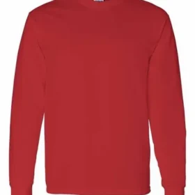 Custom printed long sleeve T-shirt, Gildan 5400 in Red, Dubai