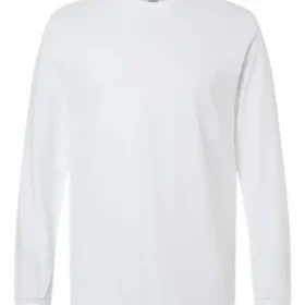 Custom printed long sleeve T-shirt, Gildan 5400 in White, Dubai