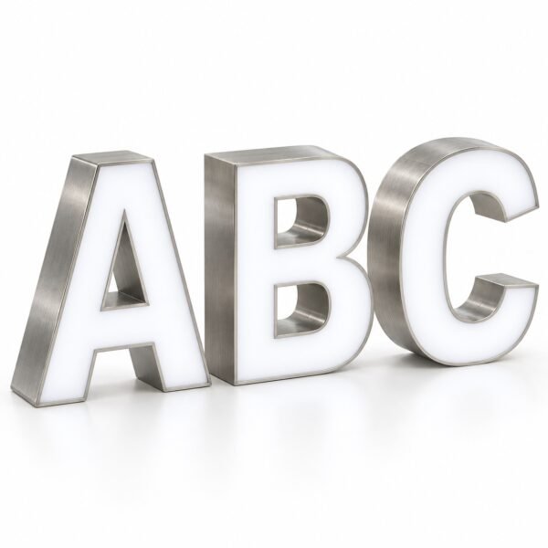 3D metal channel letters with lit faces, Dubai