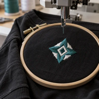 Logo embroidery on a long sleeve T-shirt, video guide