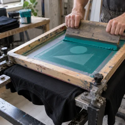 Screen printing on a long sleeve T-shirt, video guide