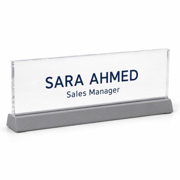 Acrylic Desk Name Plate made in Dubai