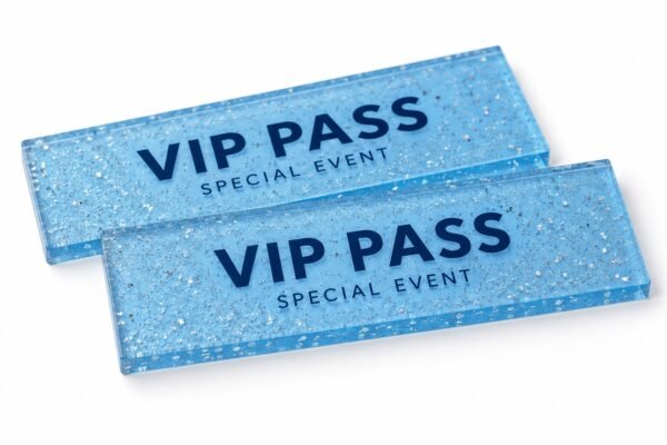 Custom acrylic glitter tickets printing in Dubai
