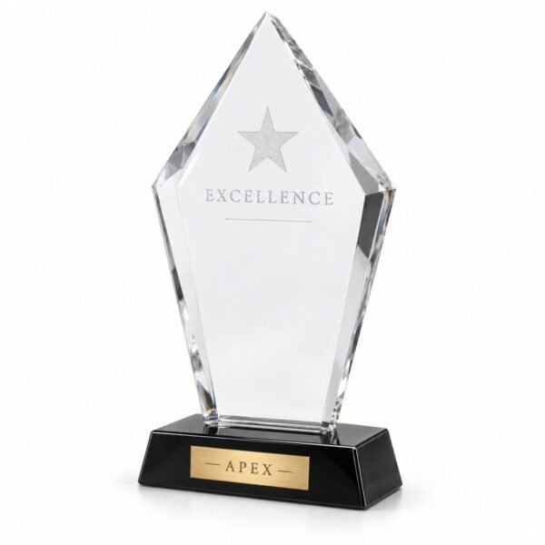 Apex Crystal Trophy, custom crystal award made in Dubai