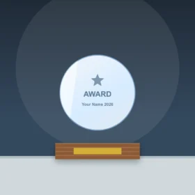 Circle Crystal Trophy on Wooden Base