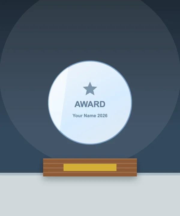Circle Crystal Trophy on Wooden Base