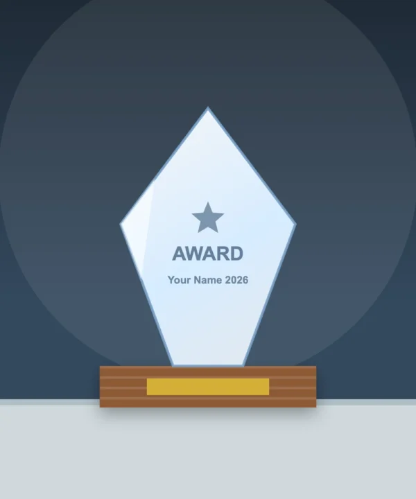 Diamond Crystal Trophy on Wooden Base