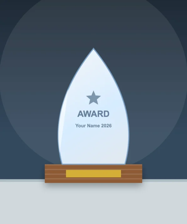 Droplet Crystal Trophy on Wooden Base