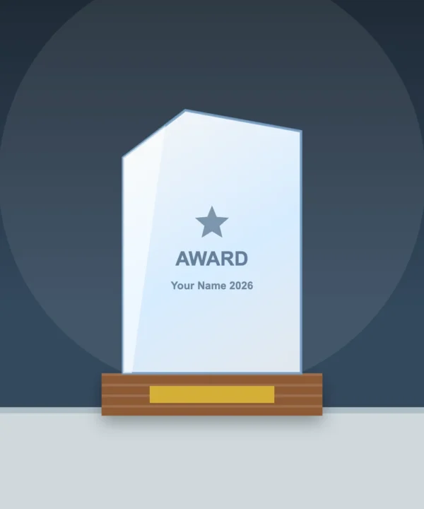 Prism Crystal Trophy on Wooden Base