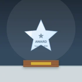 Star Crystal Trophy on Wooden Base