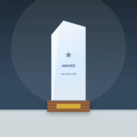 Vertical Crystal Trophy on Wooden Base
