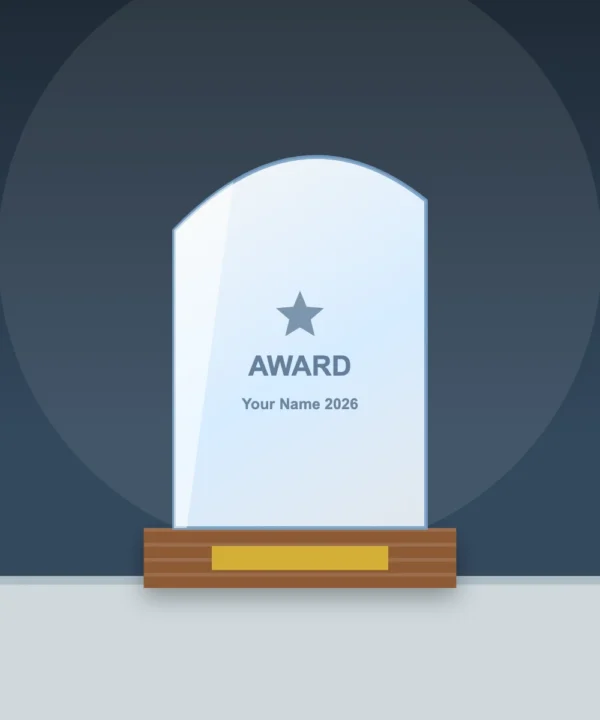 Wave Crystal Trophy on Wooden Base