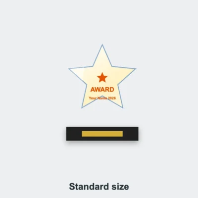Prestige Star Coloured Crystal Trophy Standard size