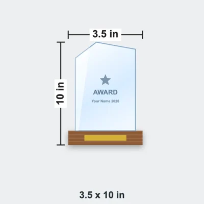 Prism Crystal Trophy on Wooden Base 3.5 x 10 in