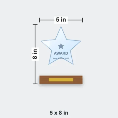 Radiant Crystal Trophy on Wooden Base 5 x 8 in