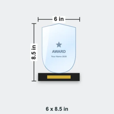 Shield Crystal Trophy 6 x 8.5 in