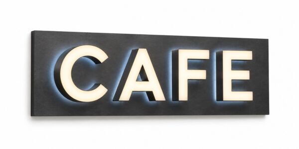 Front and back lit channel letters with lit face and halo glow, Dubai