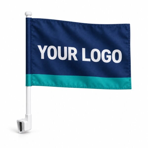 Custom car flag with window clip pole, Dubai