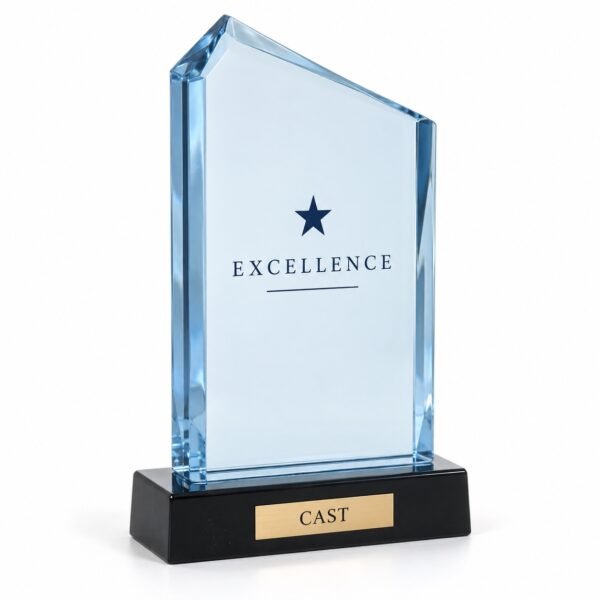 Cast Coloured Crystal Trophy, custom crystal award made in Dubai