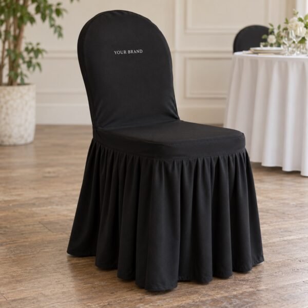 Stretch Spandex Chair Skirt Floor length chair skirt in event venue
