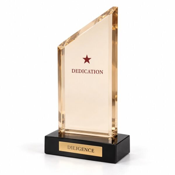 Diligence Coloured Crystal Trophy, custom crystal award made in Dubai