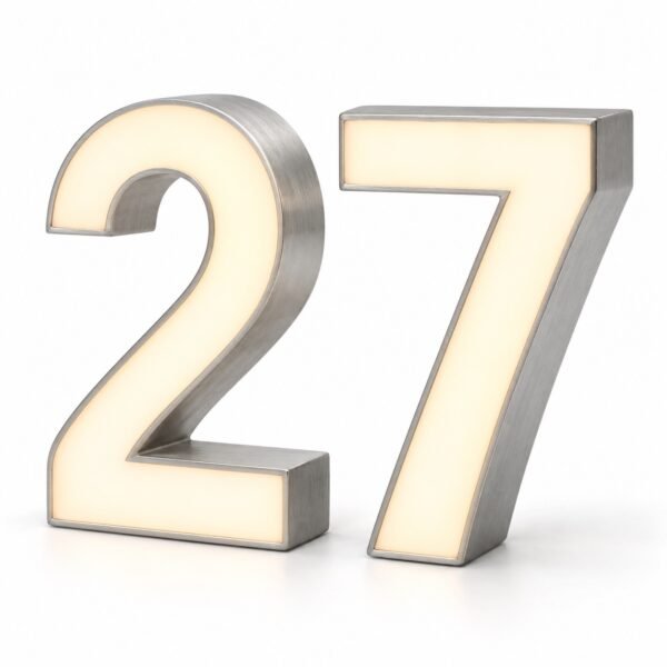 Face lit LED house numbers with glowing acrylic fronts, Dubai