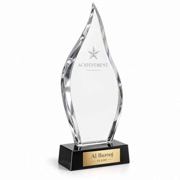 Flame Crystal Trophy, custom crystal award made in Dubai