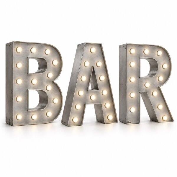 Front lit metal sign with punched LED holes, Dubai