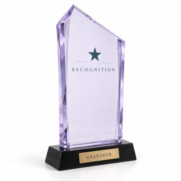Grandeur Coloured Crystal Trophy, custom crystal award made in Dubai