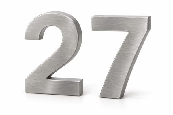 Brushed silver metal house numbers, Dubai