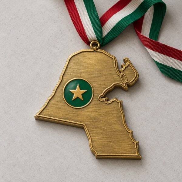 Custom Kuwait shaped medal made in Dubai