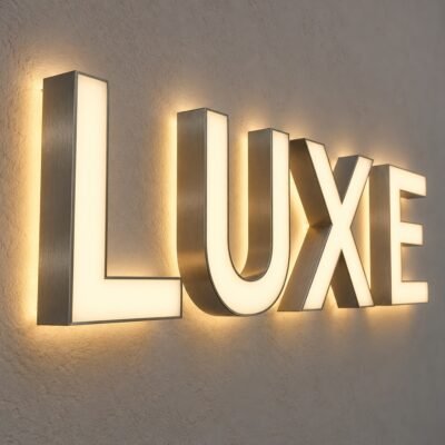 Luxury Back and Front Lit Sign Brushed Grey