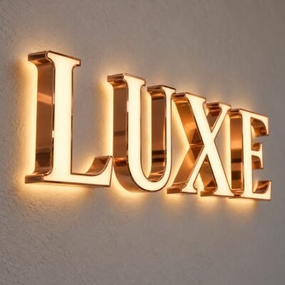 Luxury Back and Front Lit Sign Glossy Copper