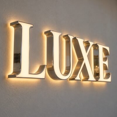 Luxury Back and Front Lit Sign Glossy Grey