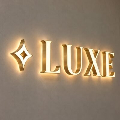 Luxury Back and Front Lit Sign Logo + Text